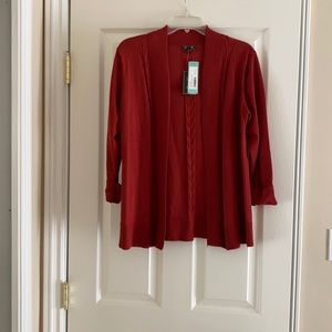NWT-women’s cardigan sweater. Hilda Cable- Burnt Orange-size M